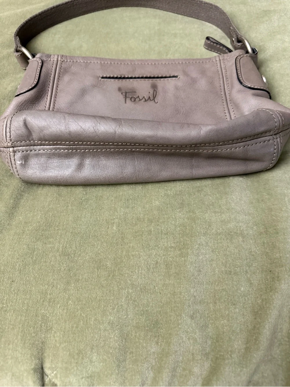 Vintage Fossil Grey Leather Shoulder Bag Purse Carryall #OSP